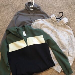 3 Men’s medium Hoodies TenTree, Volcom and Adidas.